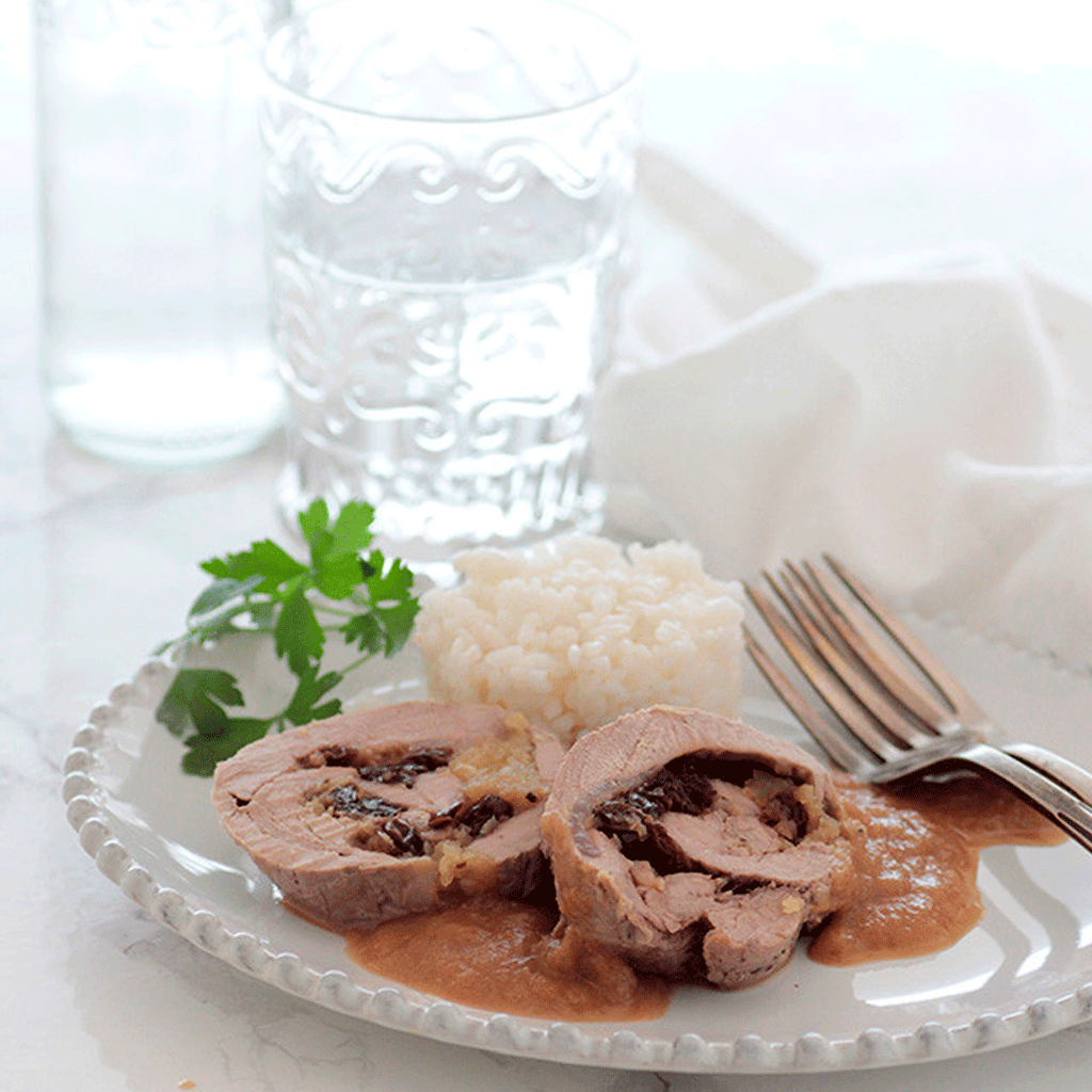 Solomillo de cerdo relleno con manzana